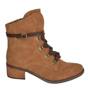 New! KORKS Women's Reese Lace Up Ankle Boots Size 10 M Tan Nubuck DD455A